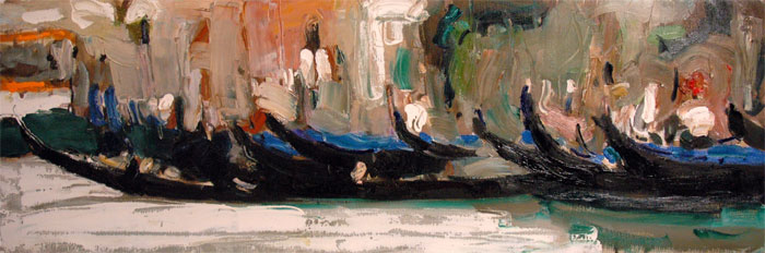 Современный художник Эдуард Аниконов, картина - На причале в Венеции 2