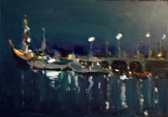 Современный художник Эдуард Аниконов, картина - Ночной порт