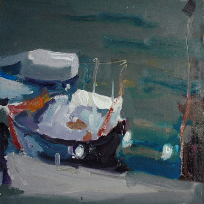 Современный художник Эдуард Аниконов, картина - Лодки на причале 2