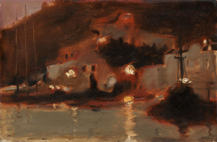 Современный художник Эдуард Аниконов, картина - Ночь в Балаклавской бухте