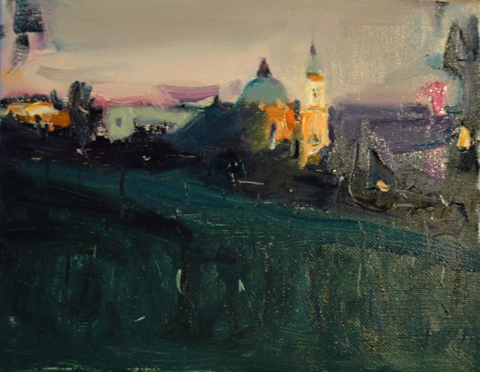 Современный художник Эдуард Аниконов, картина - Вечерняя Прага (этюд)