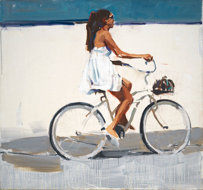Современный художник Эдуард Аниконов, картина - Девочка на велосипеде
