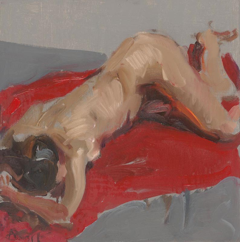Современный художник Эдуард Аниконов, картина - Девушка на красном