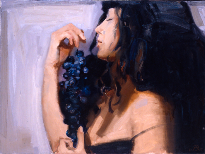 Современный художник Эдуард Аниконов, картина - Девушка с виноградом